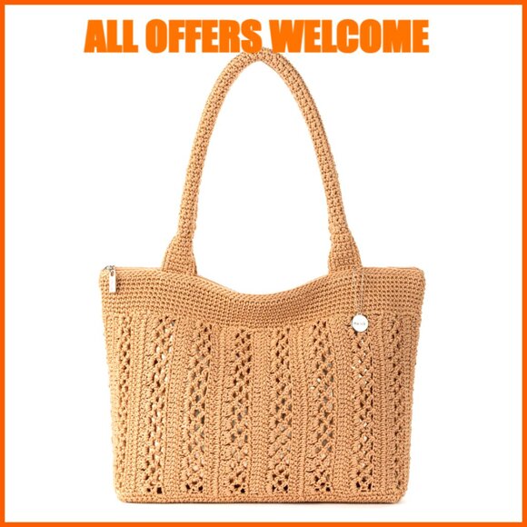 Hand-Crochet Polypropylene Tote Bag with Shoulder Straps for Everyday Use